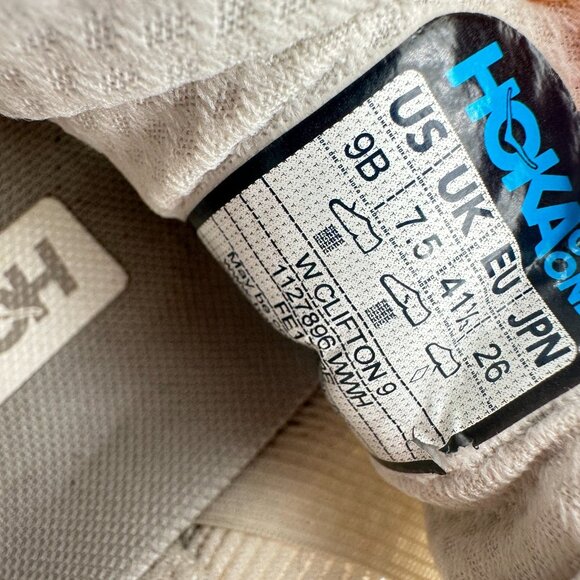 Hoka One One Clifton 9 Low Women Size 9B 1127896-WWH Triple White Running Shoes - Picture 10 of 11